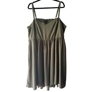 Torrid Women Plus Mini Challis High-Low Skater Dress Size 2 US 2X Olive Green
